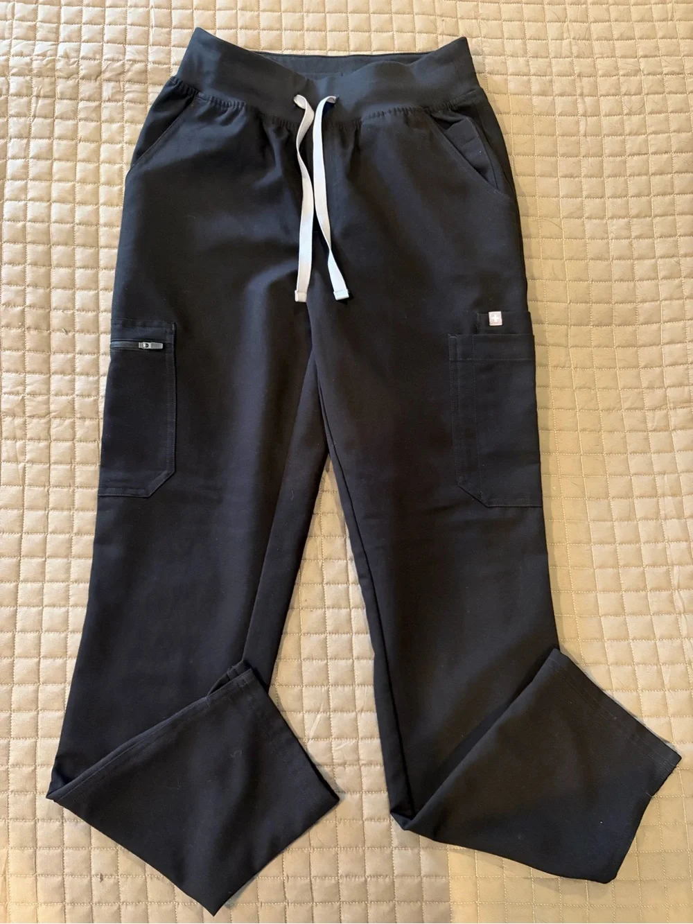 Figs Lola Straight Black Cargo Scrub Pants
